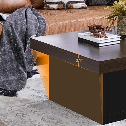 Yaheetech YT-00131374 Wood Coffee Table, Square Coffee Table With 2 Storage Drawers, 35.4 In Living Room Center Table For Home, Office, Lounge, Black & Espresso thumb #6