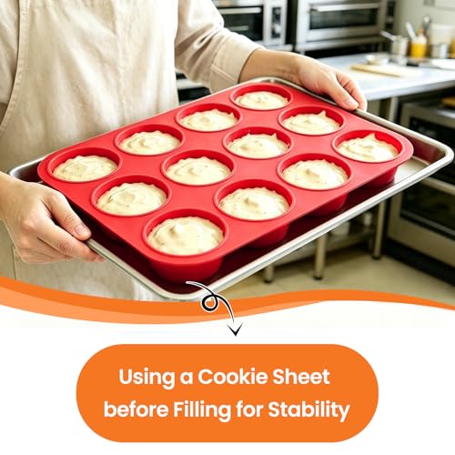 Image of Silicone Muffin Pan, Mini Muffin Pan, Regular 12 Cups and Mini 24 Cups Cupcake Tin Set of 2 for Baking Egg Bites