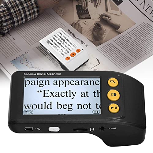 UZOURI Aide à La Lecture Électronique, Loupe Numérique 2-25X avec Écran LCD Couleur HD De 3.5 Pouces (Mode 8 Couleurs) Et Poignée Pliable, Loupe de Lecture pour Les Personnes Âgées Malvoyantes