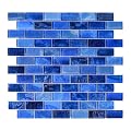 CASAPALACE Glass Backsplash Linear Mosaic Wall Tiles, 5-Sheet Glass Tiles for Kitchen Bathroom Swimming Pool Shower Tiles (Dark Blue, 4.8 SQ.FT)