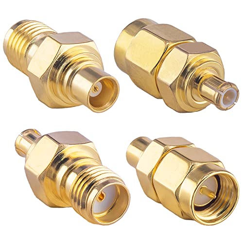 SMA to MCX Adapter Kits 4 Type Coaxial Adapter Male to Female for DAB Antenna WIFI SMA Antenna 4G Antenna DAB Car Aerial Wirelesse Wifi Router Antenna Wlan Lan GPS MCX to SMA Coax Connector Kit