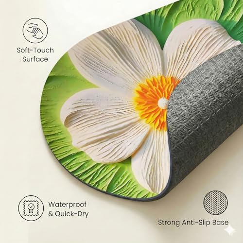 Image of Soft sillicon Super Absorbent Door Mats, 40x60cm Anti Skid Quick Drying & Water Absorbent Multi Design Bathroom Carpets Bathroom Entrance Door Mats (Pack of 2) (3D Beautiful Flowers)
