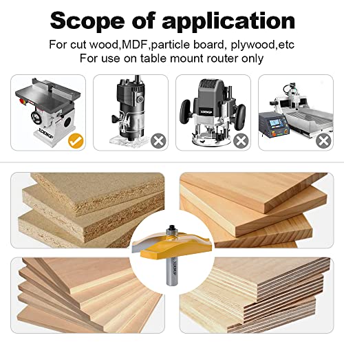 Image of Ogee Raised Panel Router Bits 1 /2 inch Shank, 3-1 /2-Inch Diameter, Shaker Raised Cabinet Door Making Frame Panel Design Router bits for use with Rail and Stile Moulding Milling Router bit
