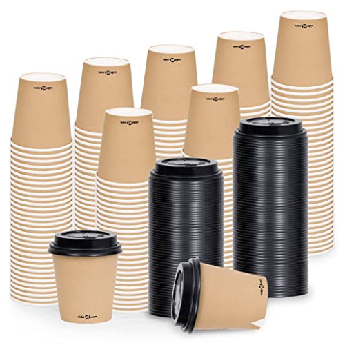vidaXL 500x Vasos de Papel de Café con Tapa Taza Desechable Bebidas Té Chocolate Caliente Leche Recipiente Tiendas de… - Imagen 3