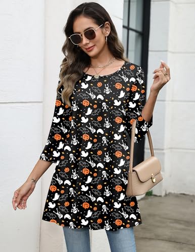 Image of Zeagoo Women Tops 3 /4 Sleeve Dressy Casual Plus Size Tunics Loose Blouses