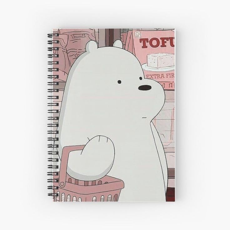 CRAFT MANIACS BARE BEARS ICE BEAR GOING SHOPPING PRINTED A5 160 RULED PAGES NOTEBOOK | BEST GIFT FOR BEAR LOVERS