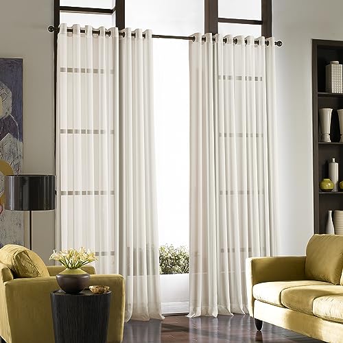 Curtainworks Soho Voile Sheer Grommet Curtain Panel, 59 by 84', Oyster