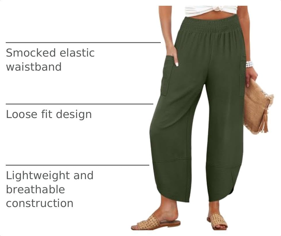 Image of ANRABESS Womens Wide Leg Palazzo Capri Barrel Pants
