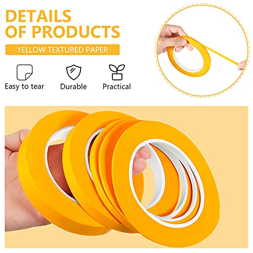 Cornison 5 Rolls Pinstripe Tape 1/16, 1/8, 1/4, 1/2 And 3/4 Inch X 52 Yard Masking Tape Painters Automotive Masking Tape For Diy Car Auto Paint Art (Yellow) #TOP2