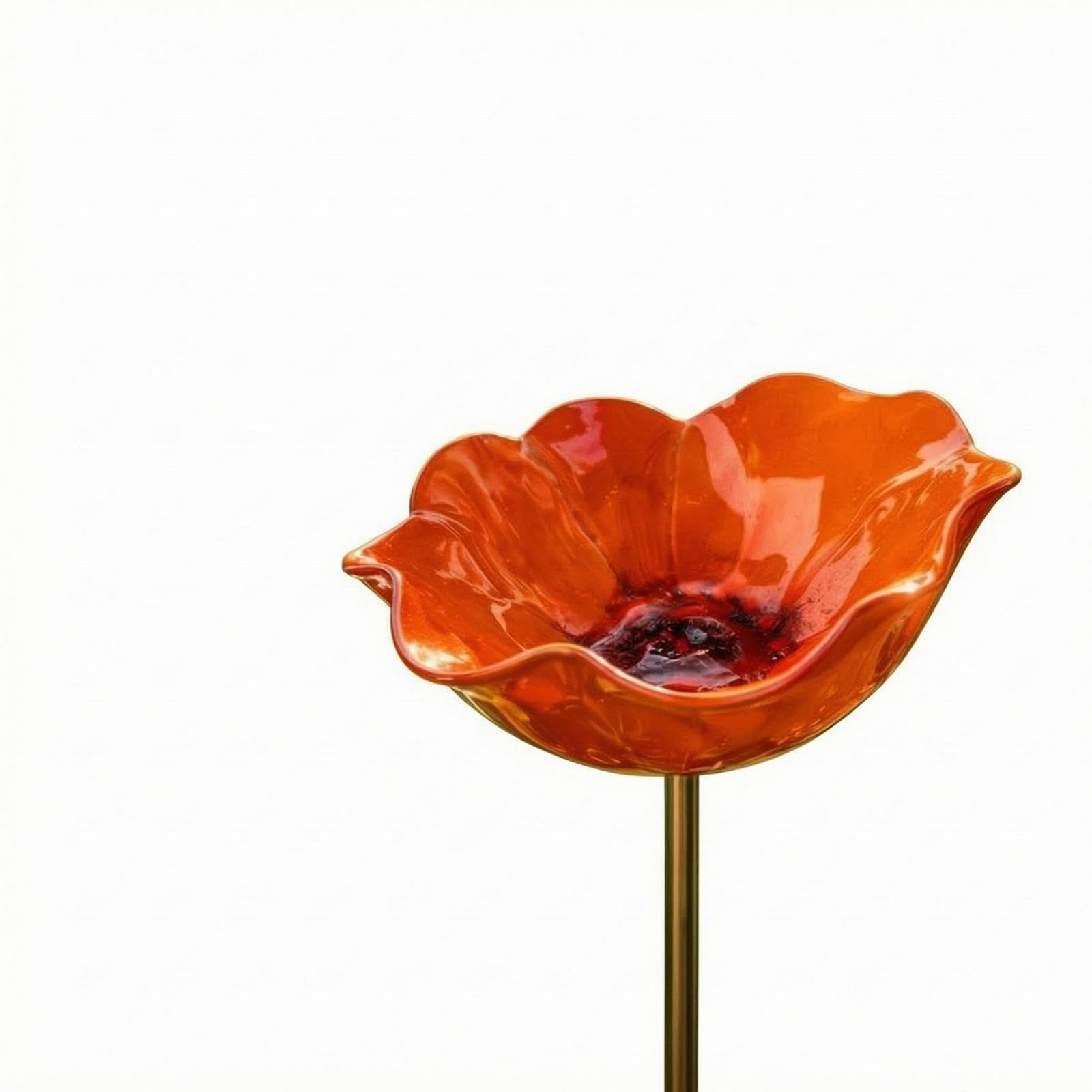 Floral Bowl Stake Handmade Metal Floral Stake Glossy Finish Garden Decor Orange-image-17