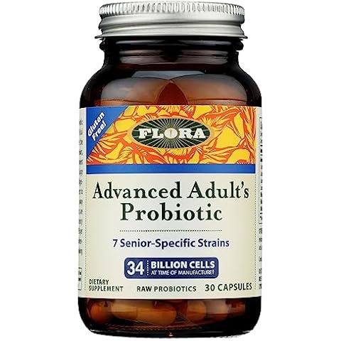 Flora - Advanced Adult's Blend Probiotic, Seven Senior-Specific Strains, Gluten Free, Raw Probiotic with 34 Billion Cells, 30 Capsules Cover