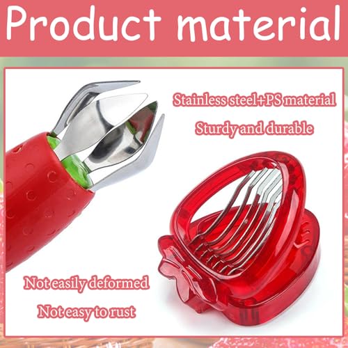 2 Pack Strawberry Huller, Strawberry Tool, Stainless Steel Core Pit Remover with Polypropylene Handle, Perfect for Cutting Strawberry Petiole and Slicing - Image 5