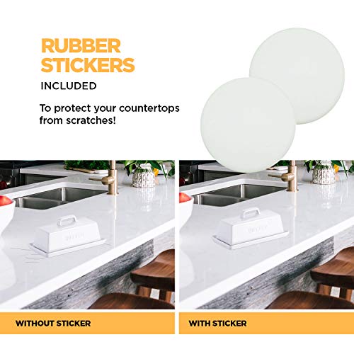 Ceramic Butter Dish Set with Lid and Knife - Decorative Butter Stick Holder with Handle for 1 Stick of Butter - Microwave Safe, Dishwasher Safe - Anti-Scratch Stickers Included - Thumbnail 6