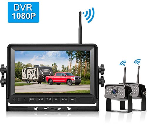 Amtifo FHD 1080P Digital Wireless 2 Backup Cameras With 7'' DVR Monitor For Trailers,Trucks,RVs, Hig - //coolthings.us