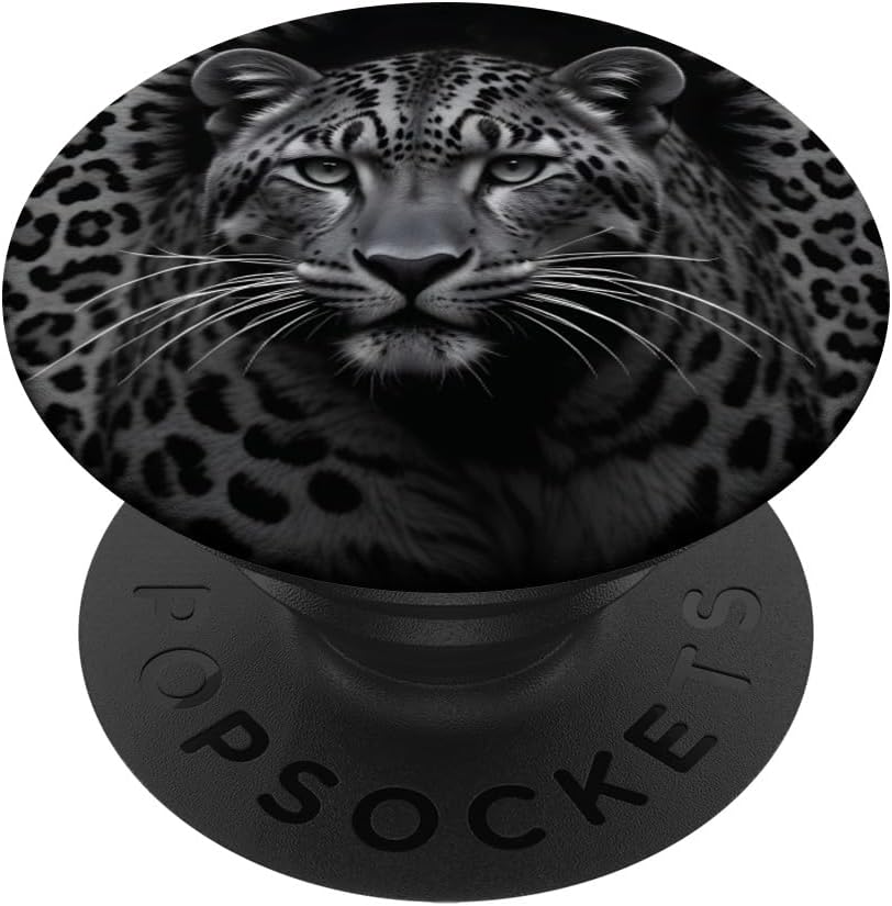 Black and white Leopard PopSockets PopWallet for MagSafe