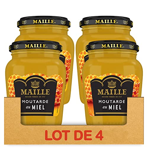 Maille Moutarde Au Miel Bocal, Recette Gourmande et Parfumée, 230g - Lot de 4