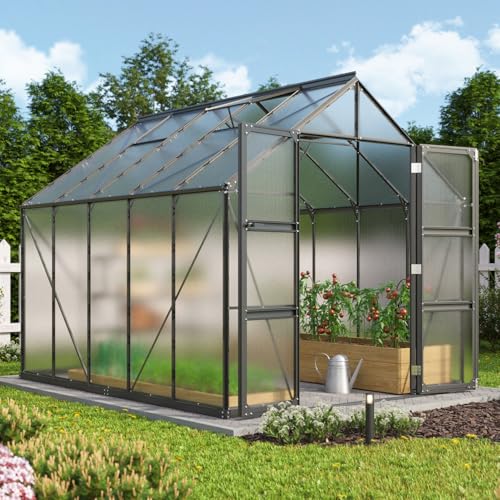 Vitavia Gewächshaus Domus 8300", schwarz, 8,3 m², 6 mm HKP | Wetterfestes & stabiles Treibhaus | Perfekt für Gemüse & Pflanzen | Robust & langlebig
