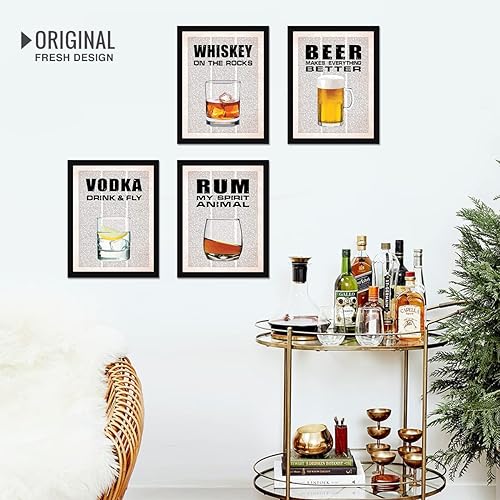 Image of Chaka Chaundh - Alcohol Quotes Frames - Bar Quotes with Frames - Beer, Whisky Quotes Wall Frames - Rum, Vodka Quote for Poster Decor - (14 X 11 Inches) (Vintage Newspaper - Set of 4 - Bar Framed Poster)