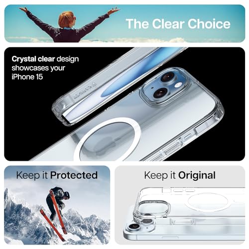 Image of KAPAVER Mag-X Back Cover Case Compatible with iPhone 15 Plus (TPU+PC) (Clear)