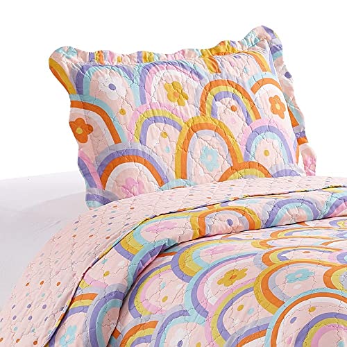 Kit Colcha Cobre Leito Solteiro 2 Pçs Infantil Arco Iris