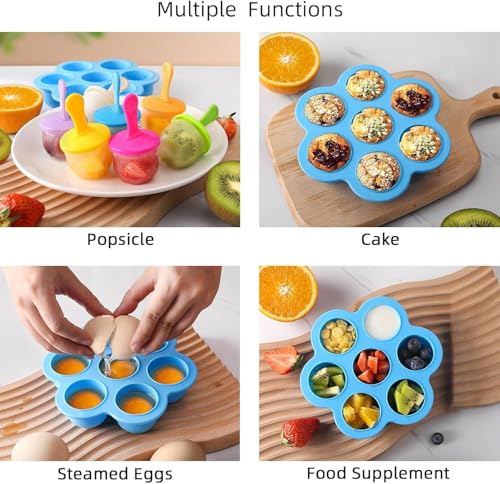 Image of Mrsdry Silicone Pospicle Mould Set Frozen Kulfi Candy Ice Cream for Children & Adults, 16L x 16W x 8.1H cm, Blue, Pack of 1