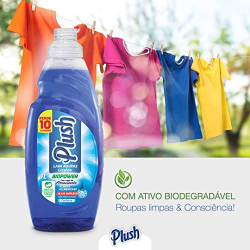 Lava Roupas e Tecido Líquido, Biopower Conforto, Plush, 1 litro, Azul