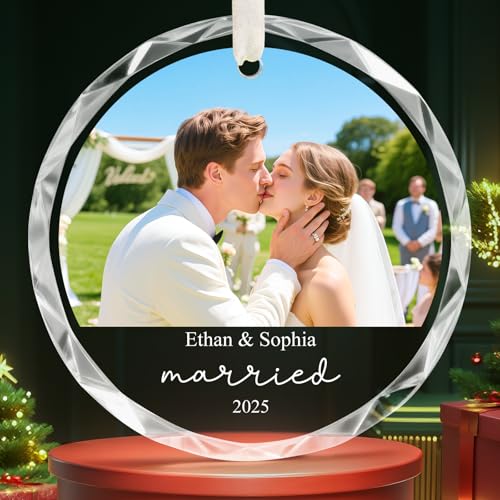 Personalized First Christmas Married Ornament 2026, Wedding Ornament