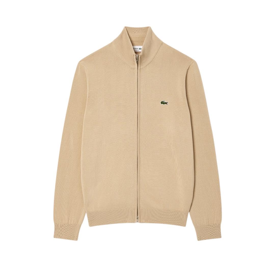Lacoste Mens Zip-up High-Neck Cotton Sweater