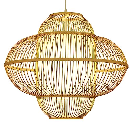 Lustre lanterne antique birdcage bambou pendentif lumière abat-jour osier dôme suspension