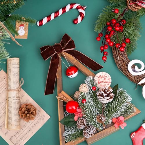 Image of QIANF Vintage Brown Velvet Ribbon Chocolate Christmas Ribbon for Gift Wrapping Crafts Christmas Tree Ornaments Garland Decorations, 1 Inch X 25Yd