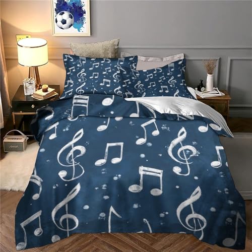 Parure de lit notes musicales 3d housse de couette single 140x200 microfibre