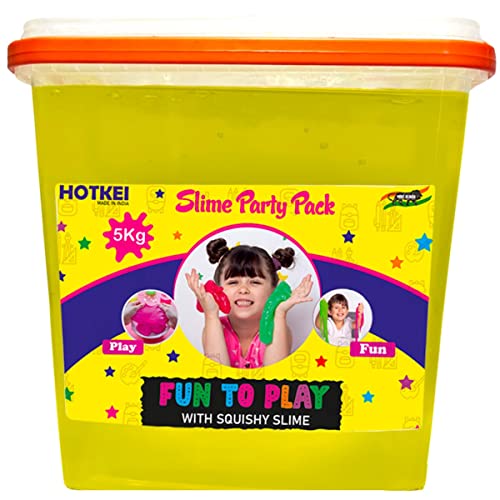 Image of HOTKEI (5 Kg Slime) Yellow Fruit Scented Big DIY Magic Toy Slimy Clay Gel Jelly Putty Set kit Toys for Boys Girls Kids Slime Party Pack Bucket