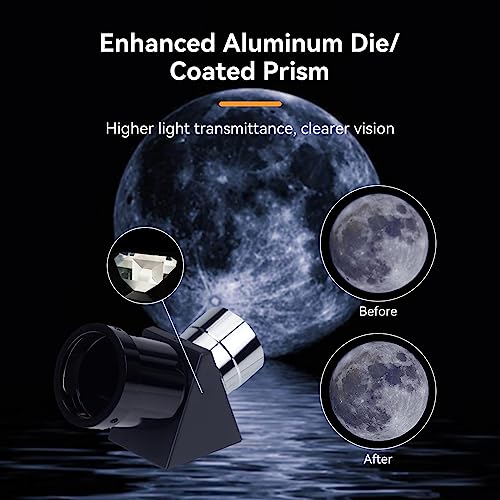 SVBONY SV221 Miroir diagonal de 3,2 cm, prisme d'image correcte à 45 degrés offrant des vues nettes qui sont du côté droit et correctes de gauche à droite pour télescope réfracteur – vue 2