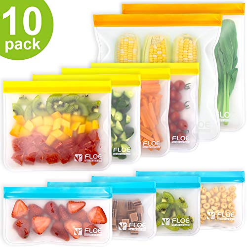 Reusable Storage Bags - 10 Pack BPA FREE Freezer Bags