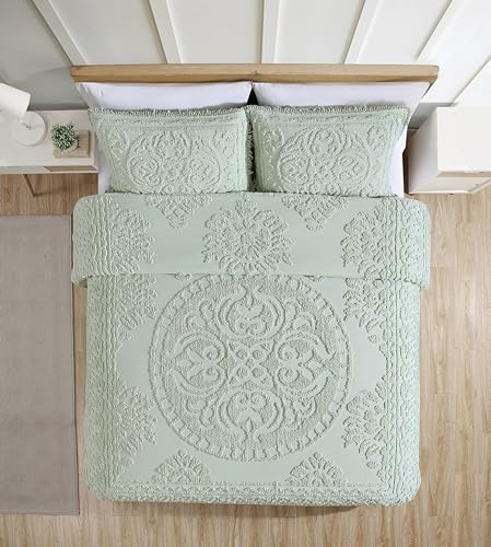 Image of Beatrice Home Fashions Medallion Standard Cotton Chenille Sham, Sage
