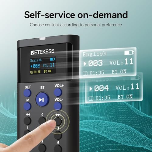 Retekess TT128 Sistema de Guía Turística Automatizada, Sistema de Audio para Tours Autoguiados | para Museos, Autoguiado, Soporta 41 Idiomas, 16GB de Almacenamiento, 2 modos de repetición, Paquete de 5 miniatura 5