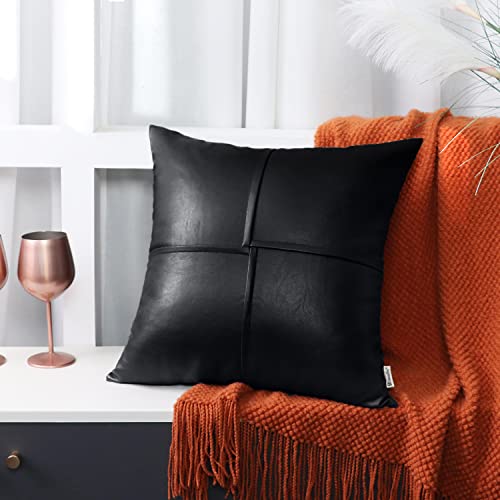 Image of BRAWARM Pack of 2 Throw Pillow Covers Cases for Couch Sofa Home Decoration Solid Dyed Striped Soft Chenille 16 X 16 Inches Classic Blue