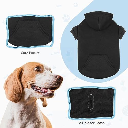 Dog Hoodie Dog Sweaters for Large Dogs,Pet Sweater Soft Solid Brushed Fleece Pet Clothes Pet Hoodie Sweatshirt with Pocket(Black-L) - Image 5