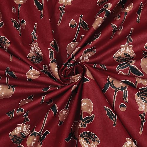 Image of BLOCKS OF INDIA Hand Block Printed 200 TC Cotton Super King Size Bedsheet(106 x 106) | Pack of 1, Batik Maroon