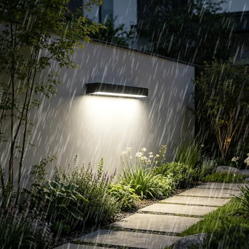 Lámpara de pared exterior LED para terrazas y chalets modernos aplique rectangular negro