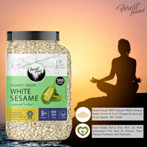 Image of Forest Found White Sesame Seeds - 500g | Unpolished Safed Til for Cooking & Laddu | High Calcium & Protein Superfood | Nutrient-Rich Seeds for Keto, Baking & Skin Health | Fresh Winter Special Til