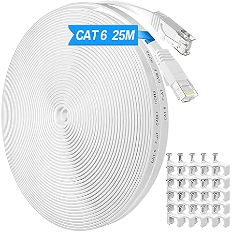 25m Ethernet Cable Extra Long Internet Cable Flat MEIPEK Cat6 High Speed 25 meters Network Cable LAN Cable RJ45 Patch Cable for Router, Modem, PC, Switch, Xbox Cover