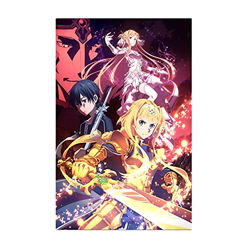 Sword Art Online Poster Alicization AnimeJapanese Cartoon Canvas Poster, for Dormitory Bedroom art wall Unframed Version 16Ã—24 inch (poster 02)