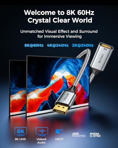 Adaptador SAMZHE DisplayPort 1.4 a HDMI 2.1 8K 60Hz miniatura 2