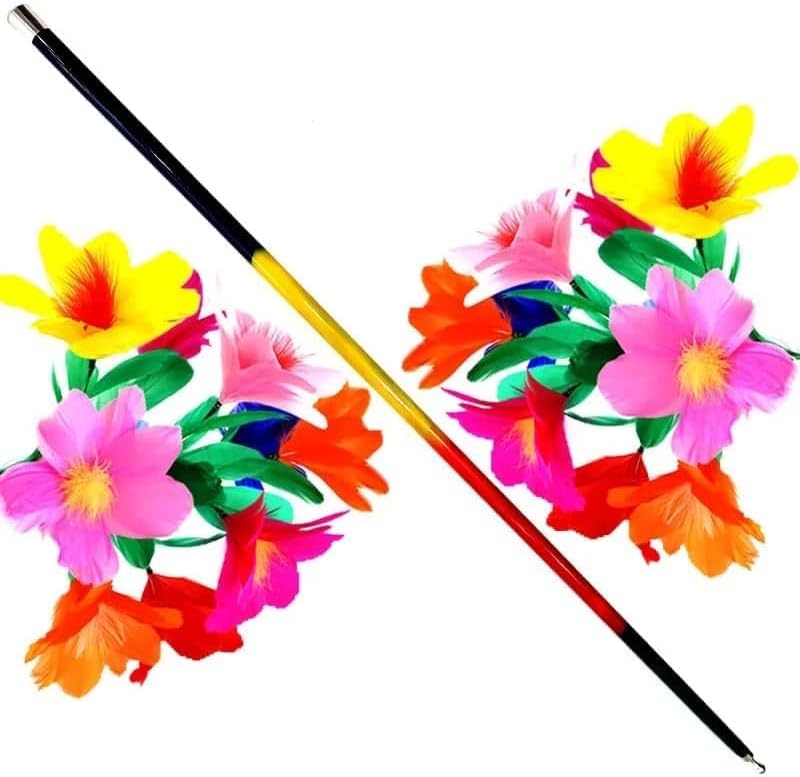 Deluxe Cane to Two Bouquets (Version 2) Magic Tricks Metal Cane Vanishes to Feather Flower Production Magic Stage Gimmicks Props for Magicians