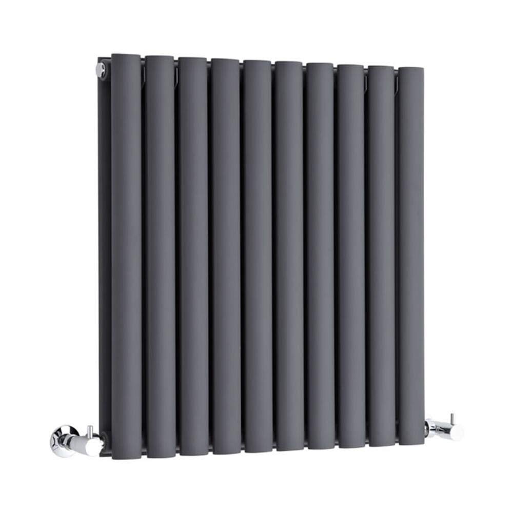 Milano Aruba Anthracite Horizontal Double Oval Panel Radiator - 635mm x 590mm