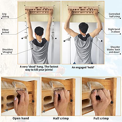 Image of TWO STONES Climbing Hangboard Rock Climbing Training as Climbing Fingerboard with Jugs, Slopes and Edges, Pockets as Door Mounted Training Station Rock Climbing Pull Up Bar