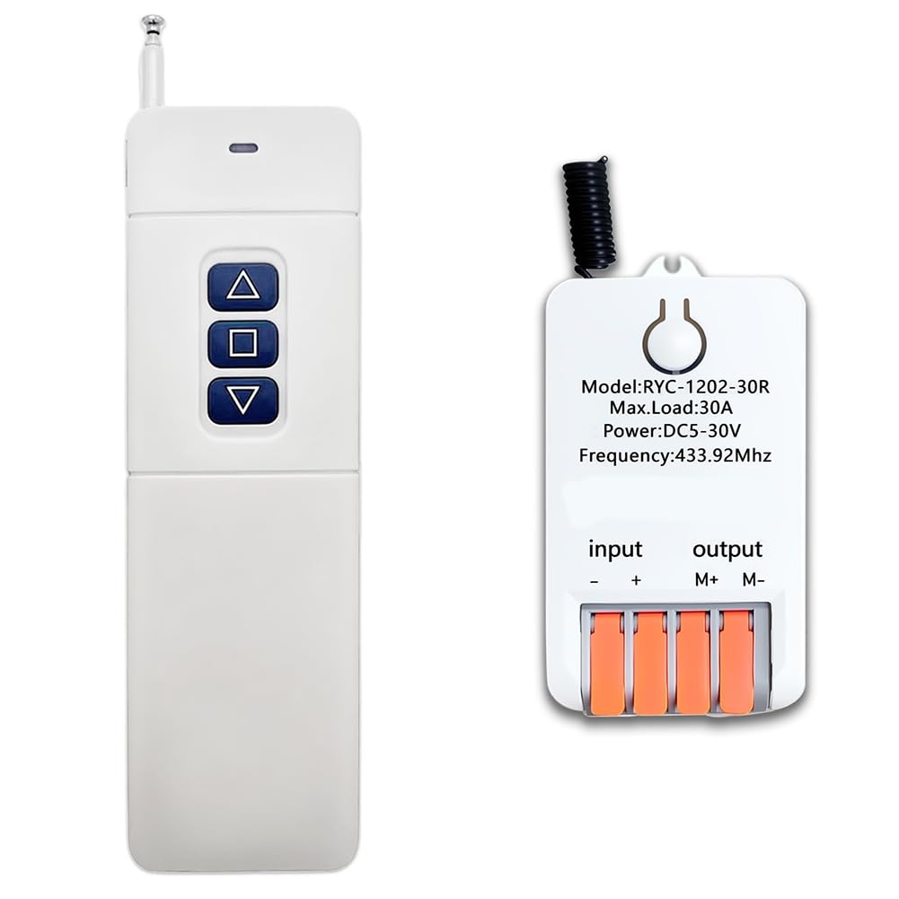 UDSKNV[KSL KR1202-30R 433MHz Motor Switch 30A DC 5V-30V for Remote Control of Motor Forwards and Reverses Rotation 1000m