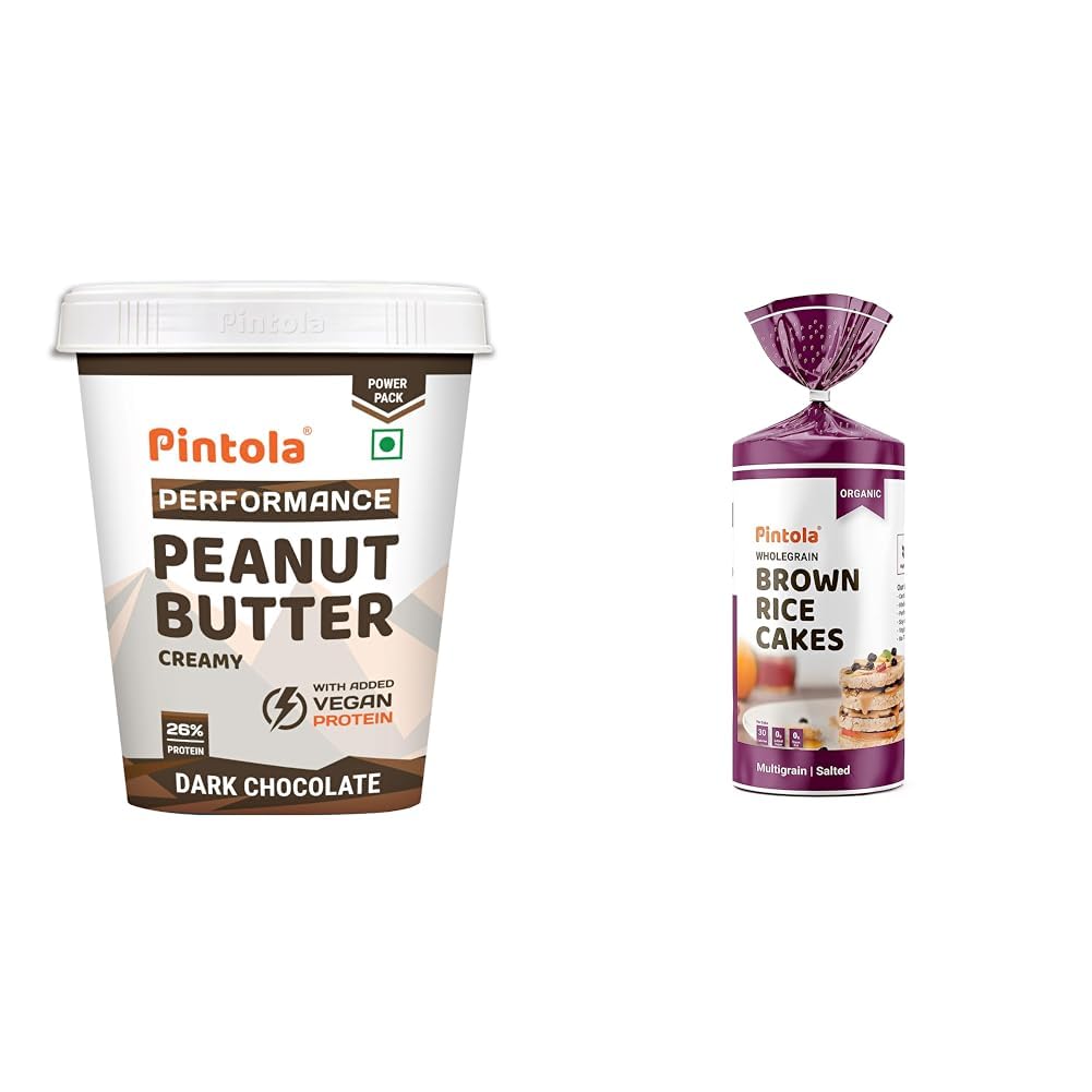 Pintola Combo - Performance Series Dark Chocolate Peanut Butter Creamy 510 Gram + Rice Cake Multigrain Salted 130 Gram, Chocolate Flavour Nut Butter With Organic Rice Cakes (B0CX1J154W) Amazon Price History, Amazon Price Tracker