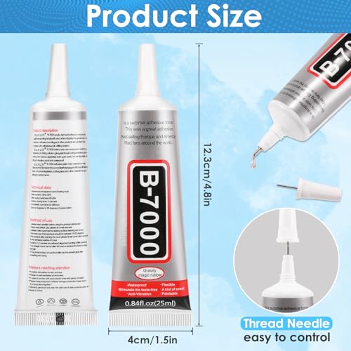Image of HQMaster Adhesive Sticker Tape, Tweezers, B7000 Adhesive Glue for Use in Cell Phone Repair Double Sided Layer Strong Adhesive Tape Long Roll (3mm x 50 m)